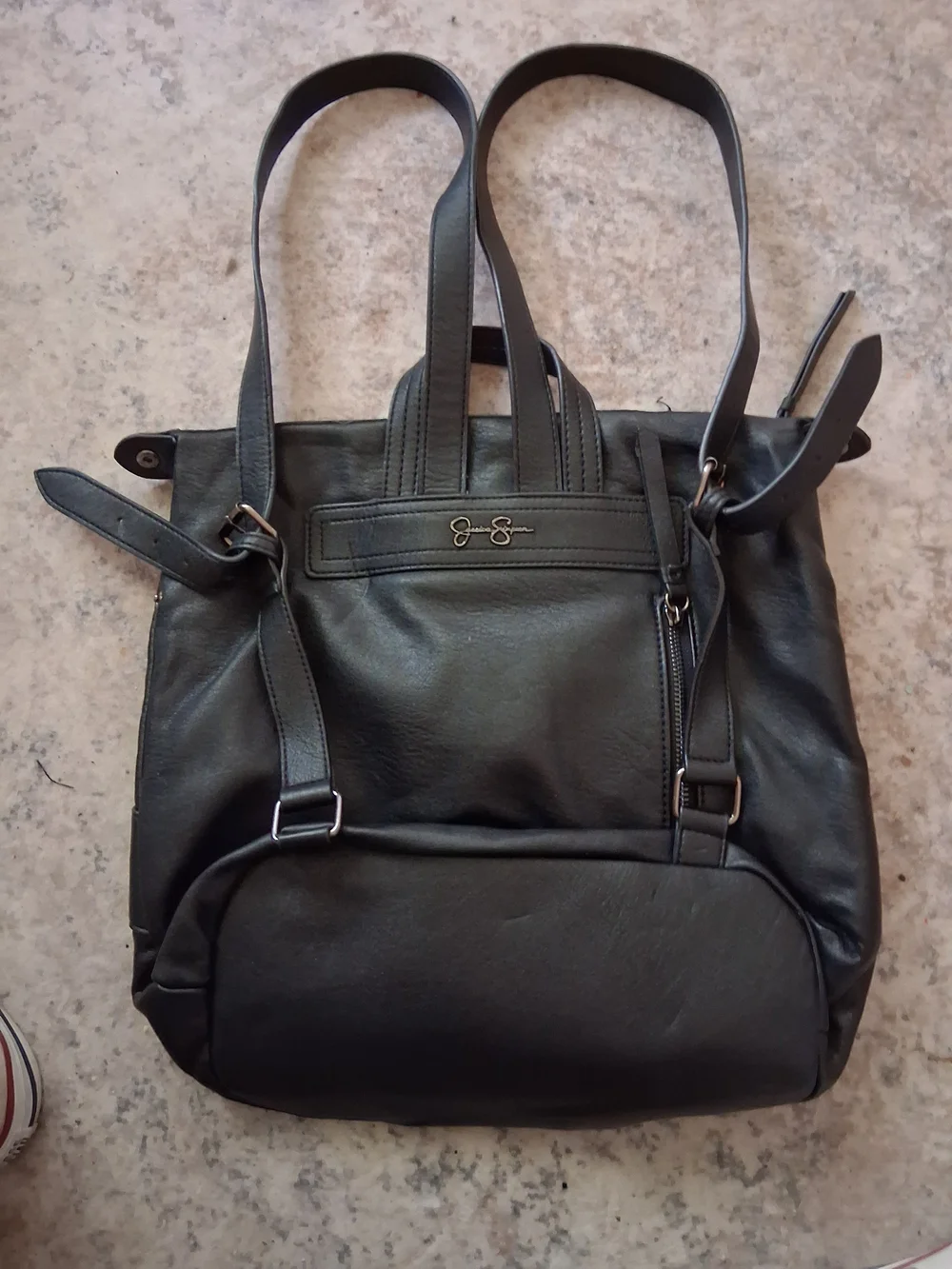 Jessica Simpson Black Backpack Purse GC